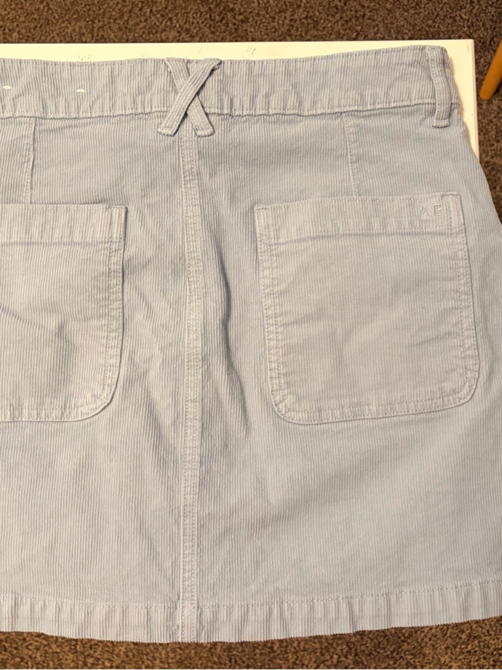American Eagle Outfitters Light Blue Corduroy Button-Front Skirt